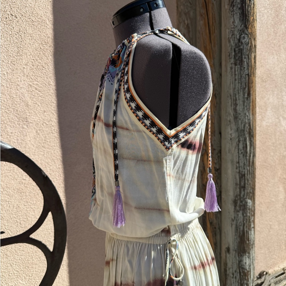Elegant Bohemian Maxi Halter Dress with Tassels